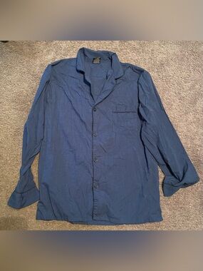 Hanes Lightweight Button-Up Pajama Shirt - Navy